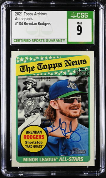 2021 Topps Archives #184 Brendan Rodgers Rookie Auto CSG 9 /25