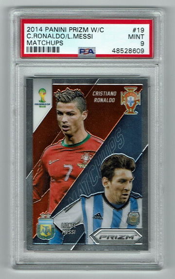 2014 Panini Prizm World Cup Cristiano Ronaldo/Lionel Messi Matchups PSA 9
