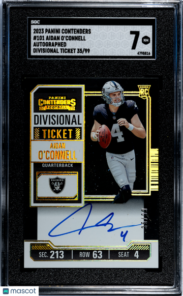 2023 Panini Contenders Aidan O'connell #101 Autograph Divisional Ticket SGC 7