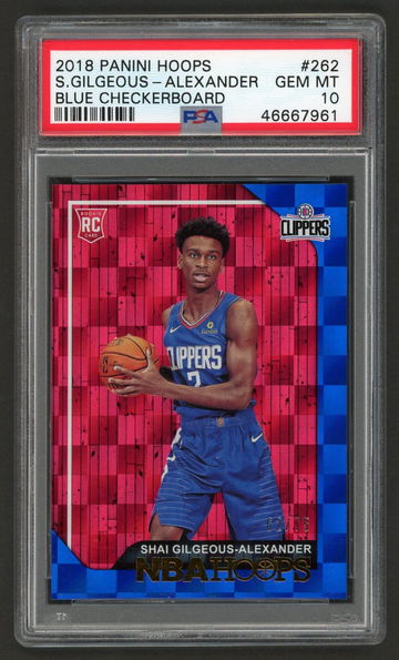 2018 Shai Gilgeous Alexander Panini Hoops Blue Checkerboard /75 Rookie PSA 10
