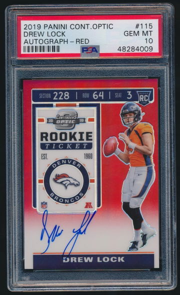 Drew Lock Red Optic Autograph PSA 10 