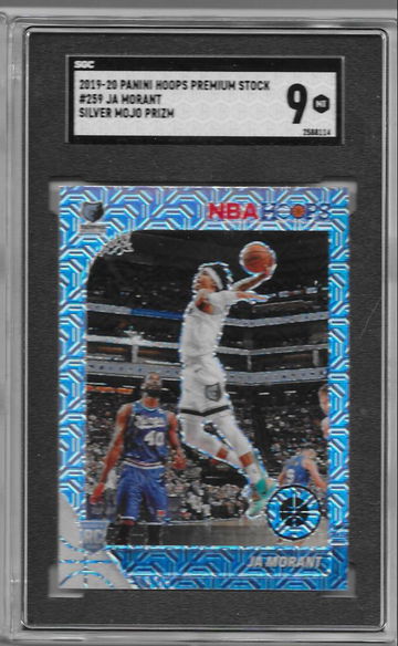 2019-20 Panini Hoops Premium Ja Morant Mojo Prizm RC SGC 9