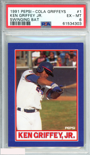 1991 PEPSI-COLA GRIFFEYS KEN GRIFFEY JR  #1 SWINGING BAT POP 1! HOF PSA 6 EX-MT
