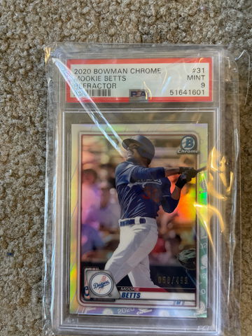 2020 bowman Chrome Mookie Betts Refractor 58/499 PSA 9
