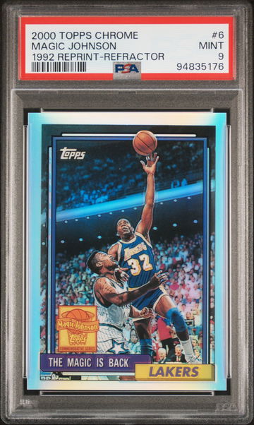 MAGIC JOHNSON 2000 TOPPS CHROME MAGIC REPRINT #6 PSA 9 BK.A2.65