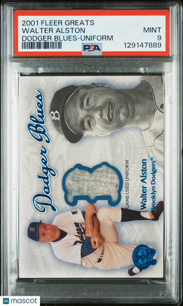2001 Fleer Greats Dodger Blues Walter Alston Uniform PSA 9