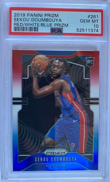 2019 Panini Prizm Sekou Doumbouya Red/White/Blue PSA 10