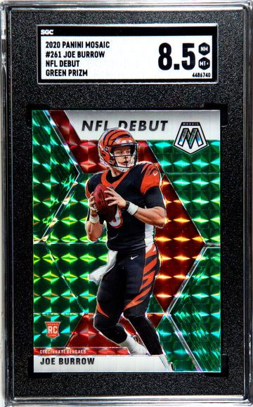 2020 PANINI MOSAIC #261 JOE BURROW GREEN PRIZM SGC 8.5 NM MT+