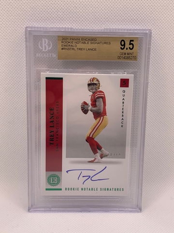 2021 PANINI ENCASED Trey Lance Notable Signatures emerald /10 Bgs 9.5 Auto 10 