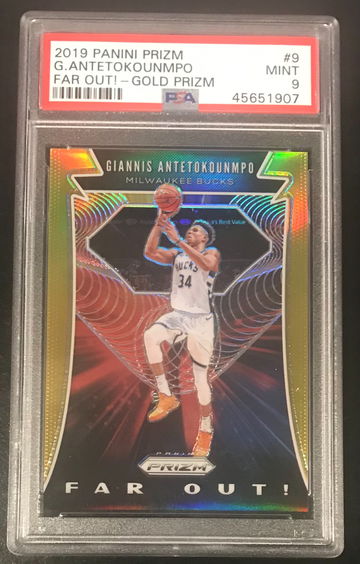2019-20 Prizm Giannis Antetokounmpo Far Out Gold Prizm /10 PSA 9 Bucks