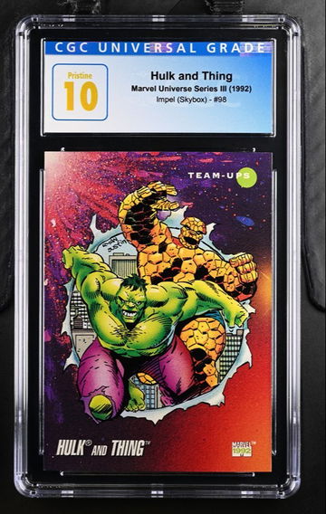 1992 IMPEL MARVEL UNIVERSE SERIES III HULK AND THING #98 CGC 10 PRISTINE