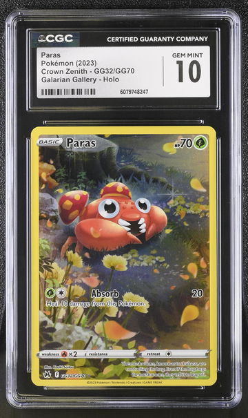 2023 Pokemon Crown Zenith Galarian Gallery Paras #GG32/GG70 Holo CGC 10