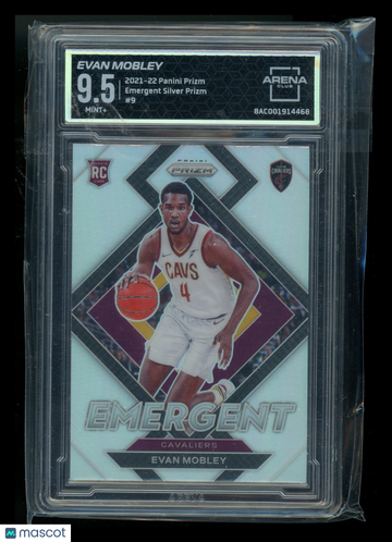 2021-22 Panini Prizm Emergent Silver Prizm Evan Mobley #9 RC Arena Club 9.5