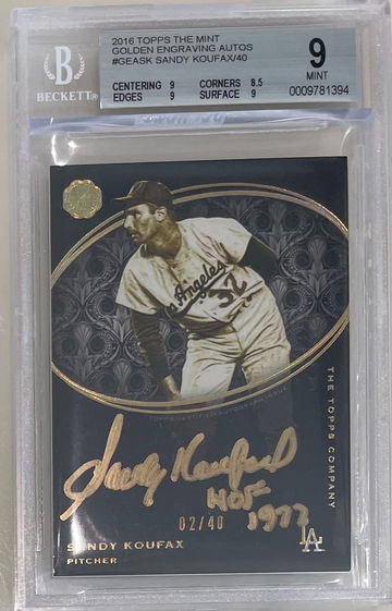 Sandy Koufax 2016 Topps The Mint auto autograph inscription bgs 9 10 #2/40