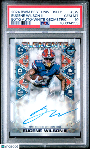 2024 Bowman Best University Elements Of The Game Autographs Eugene Wilson III #EW Eotg White Geometric /5 PSA 10