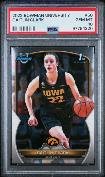 2022 Bowman University Caitlin Clark #50 PSA 10
