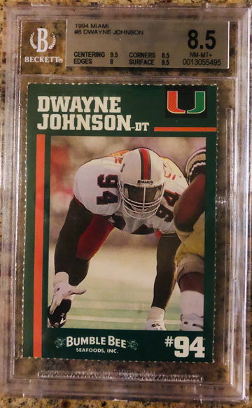 1994 Bumble Dwayne Johnson Miami RC The Rock BGS 8.5+ NM-MT+ 9.5 Centering & Surface