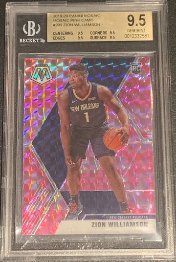 2019 Panini Prizm Mosaic Pink Camo Zion Williamson BGS 9.5