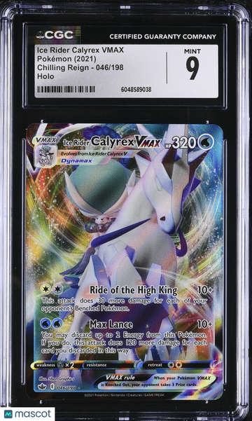 2021 Pokemon Chilling Reign Ice Rider Calyrex VMAX Holo CGC 9 #046/198