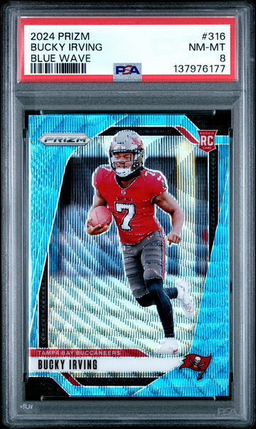 2024 Panini Prizm Blue Wave Prizm Bucky Irving #316 /230 PSA 8