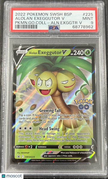 2022 Pokemon Swsh Black Star Promo Alolan Exeggutor V Pkmn.Go.Coll-Aln.Exggtr V PSA 9 #225