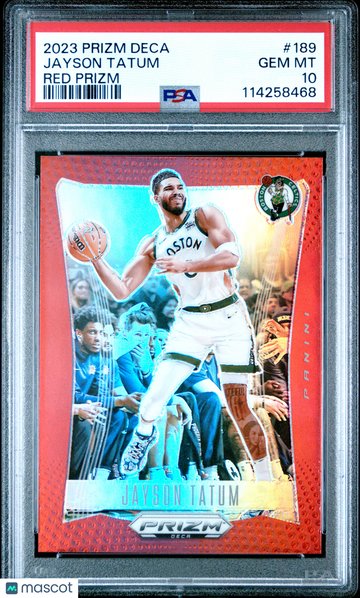 2023 Panini Prizm Deca Jayson Tatum #189 Red PSA 10