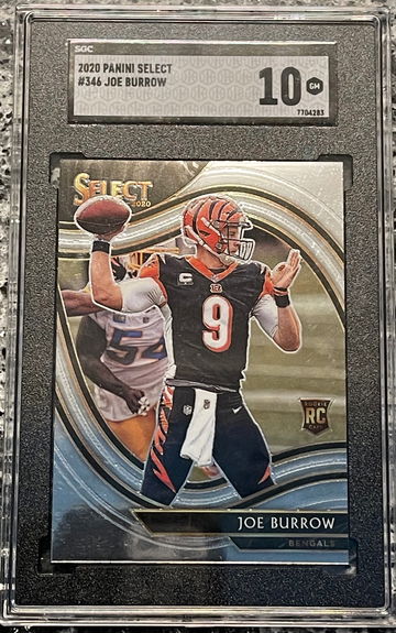 2020 Select Joe Burrow Field Level Rookie RC #346 SGC 10 GEM MINT Bengals