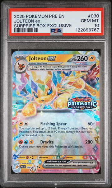 2025 Pokémon Scarlet & Violet Prismatic Evolutions Jolteon ex #030/131 PSA 10