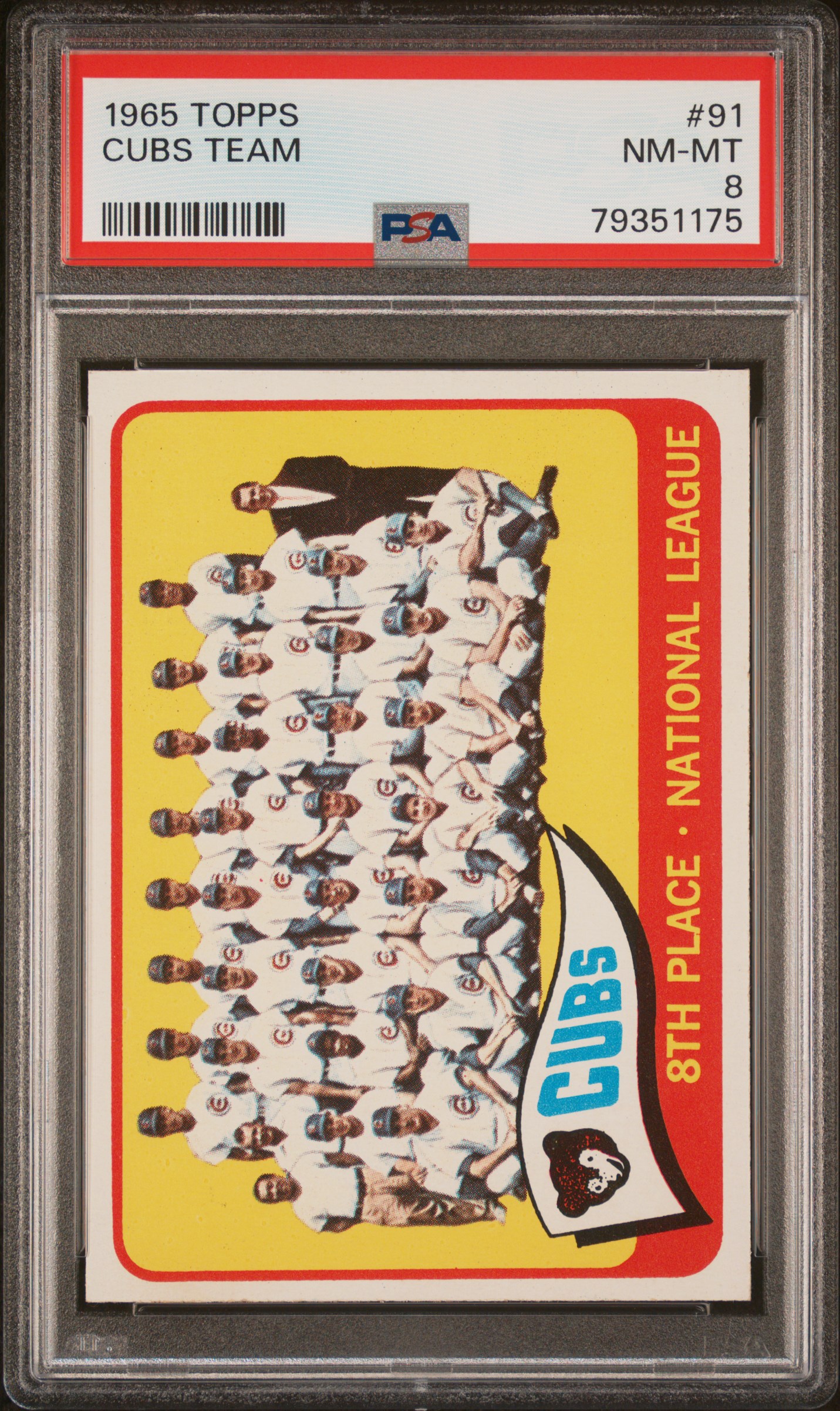 1965 Topps Cubs Team #91 PSA 8 NEW LABEL VINTAGE BASEBALL