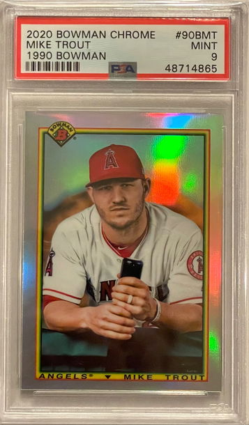 2020 Bowman Chrome Mike Trout 1990 Bowman PSA 9, POP 128!