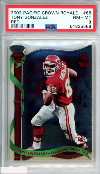 2002 PACIFIC CROWN ROYALE TONY GONZALEZ #68 RED 322 OF 525 CHIEFS PSA 8 NM-MT