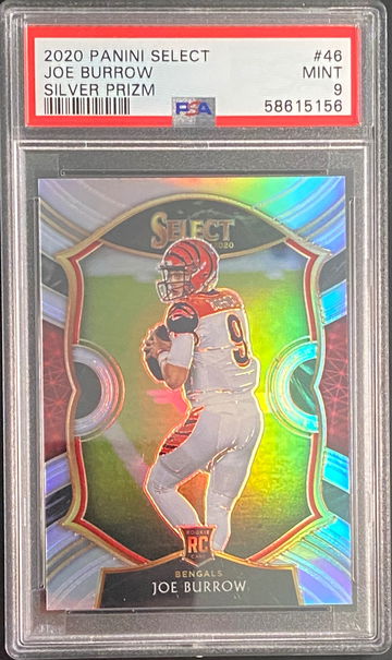 2020 Panini Select Joe Burrow RC Rookie Silver Prizm Concourse PSA 9