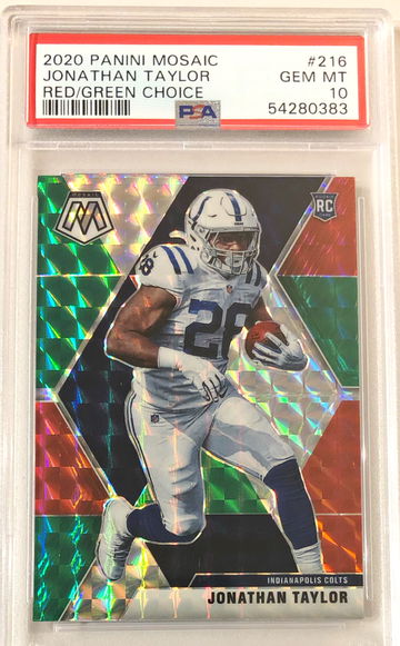2020 Panini Mosaic Jonathan Taylor RC Red Green Choice SP PSA 10 GEM MINT