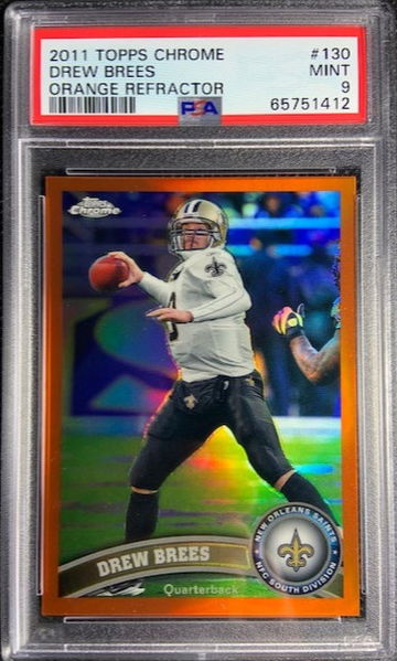 2011 Topps Chrome Orange Refractor Drew Brees #130 PSA 9 Mint New Orleans Saints