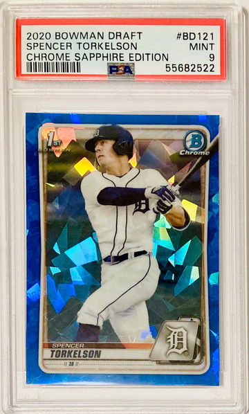 Spencer Torkelson 2020 Bowman Draft Chrome Sapphire Edition 1st Rookie Card #BD121 PSA 9 MINT Detroit Tigers