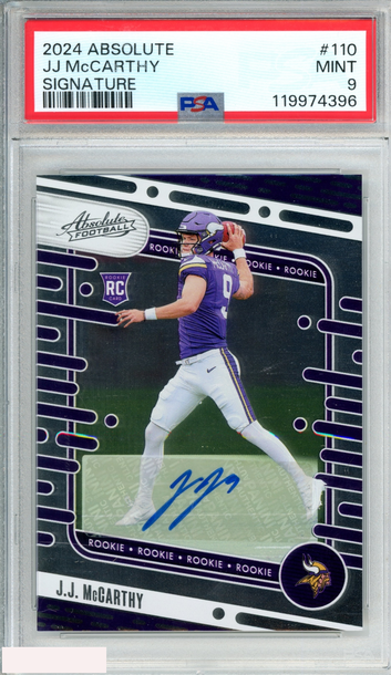 2024 PANINI ABSOLUTE JJ MCCARTHY #110 SIGNATURE ROOKIE RC PSA 9 MINT