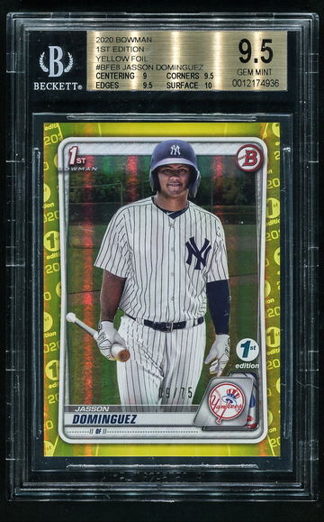 Jasson Dominguez 2020 Bowman 1st Edition Yellow Foil /75