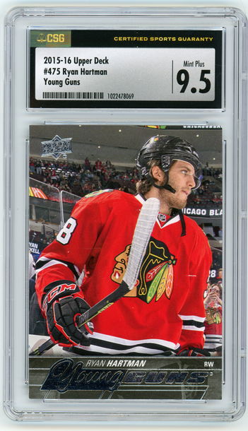 RYAN HARTMAN 2015-16 Upper Deck Young Guns Rc #475 CSG 9.5