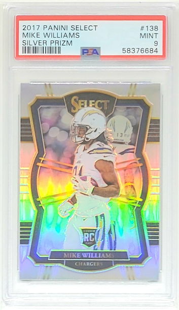 2017 SELECT MIKE WILLIAMS SILVER PRIZM PREMIER LEVEL SP RC #138 PSA 9 MINT POP 3