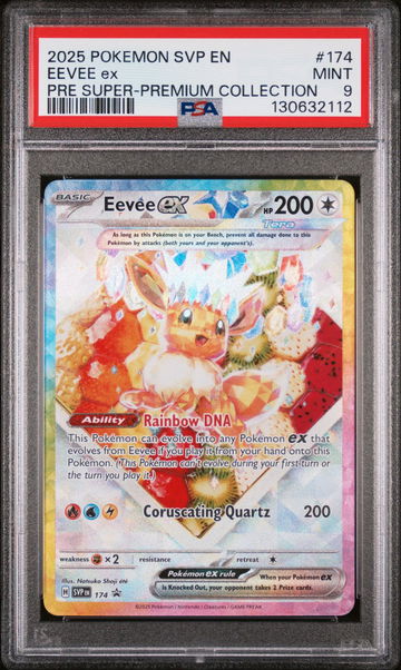 2025 Pokemon Scarlet and Violet Black Star Promos Prismatic Evolutions Super Premium Collection Eevee Ex #174 PSA 9