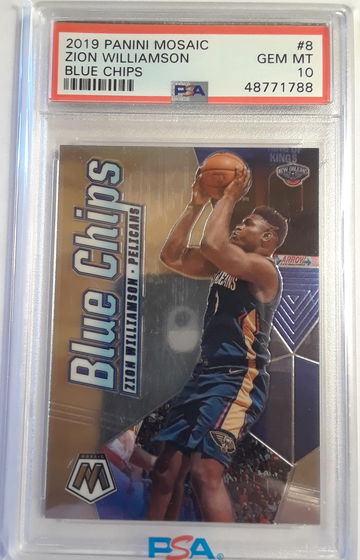 Zion Williamson 2019-20 Mosaic Blue Chips Rookie Card PSA 10 Gem Mint #8