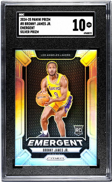 2024-25 Panini Prizm #8 Bronny James Jr. Emergent Silver Prizm SGC 10
