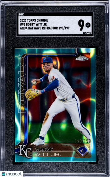 2025 Topps Chrome Bobby Witt JR. #93 Aqua Raywave Refractor SGC 9