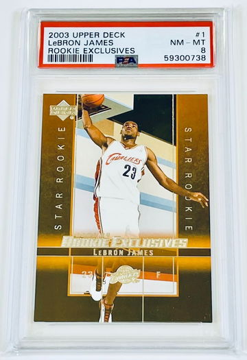 2003-04 Upper Deck Lebron James Rookie Exclusives RC #1 PSA 8 
