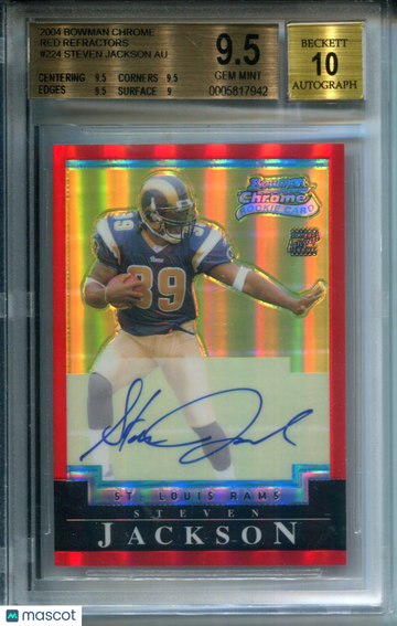 2004 Bowman Chrome Red Refractors Steven Jackson #224 BGS 9.5 Auto 10