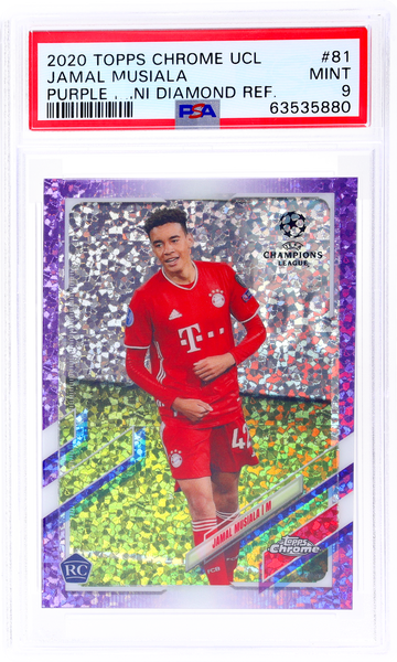 2020 Topps Chrome UCL Purple Mojo Jamal Musiala #81 RC /250 PSA 9