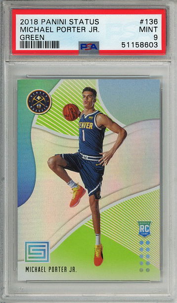 Michael Porter Jr. 2018-19 Panini Status #136 Green PSA 9 Mint Rookie RC! 8603