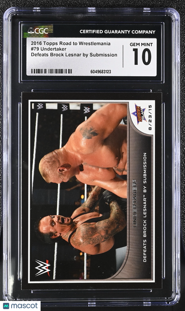 2016 Topps Road to Wrestlemania Undertaker #79 Defeats Brock Lesnar by Submission CGC 10