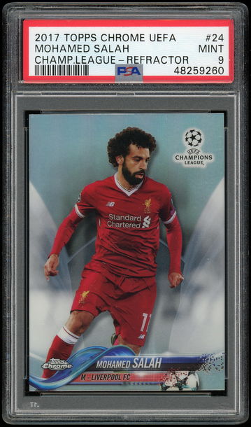 2017 Topps Chrome UEFA Champions League #24 Refractor Mohamed Salah PSA 9