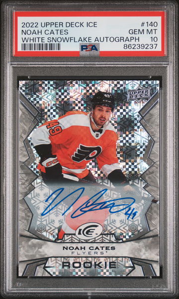 2022 Upper Deck Ice White Snowflake Autograph Noah Cates #140 PSA 10